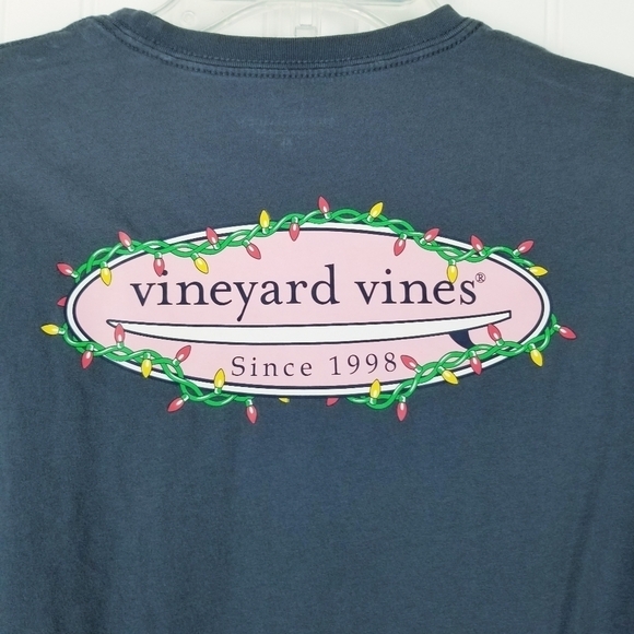Vineyard Vines Boys Long Sleeve T Shirt Festive Party String Lights Size XL Blue - Picture 5 of 6